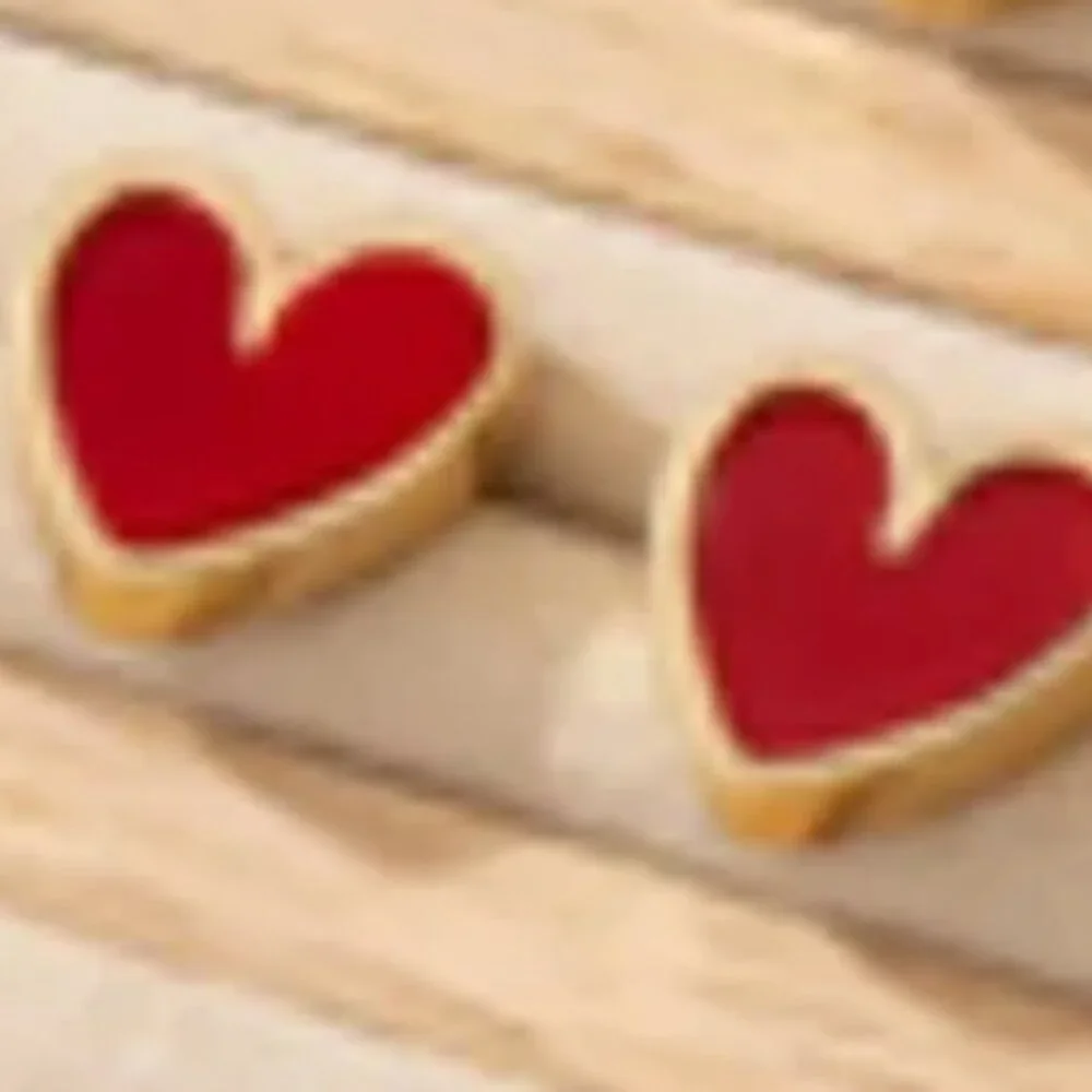 Heart-Shaped Red Earrings - Picture 3 of 5
